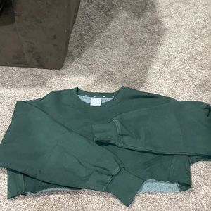 TNA green crop crew neck sweatshirt